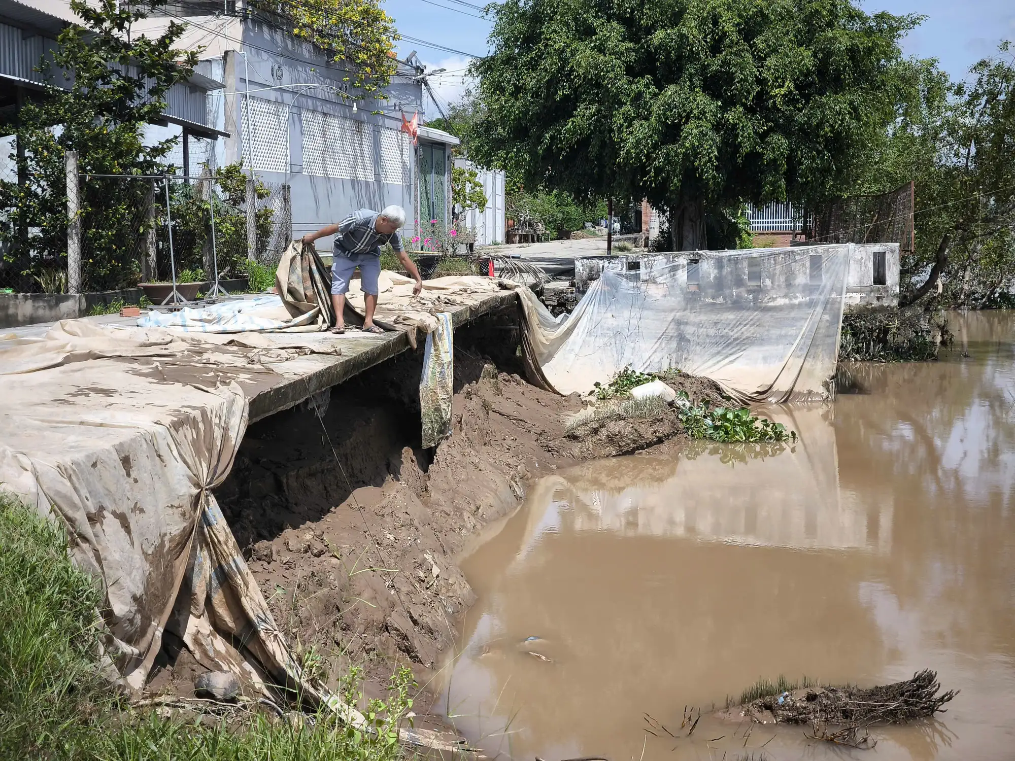 Một Điểm Sạt Lở Tại Thị Trấn Tiên Thủy, Huyện Châu Thành, Tỉnh Bến Tre - Ảnh: Mậu Trường